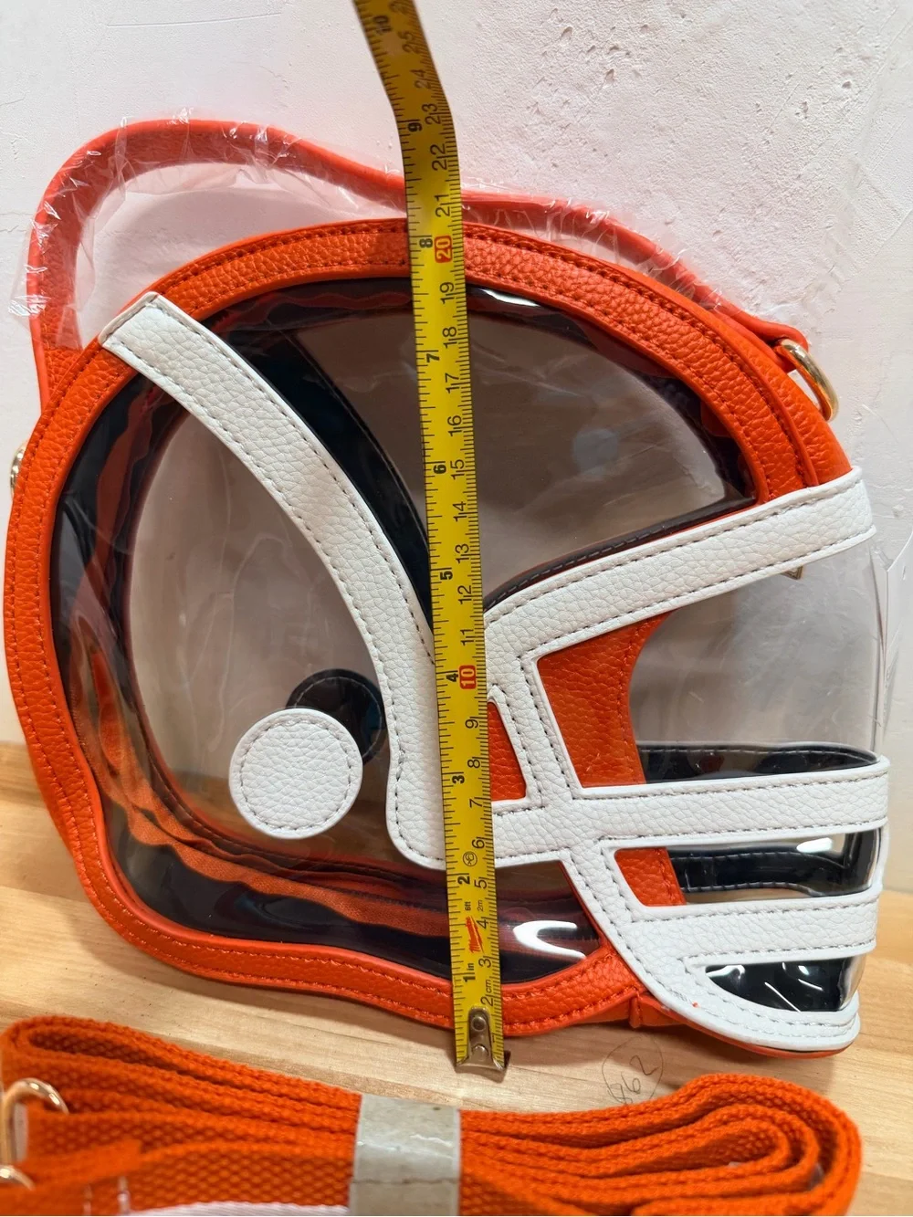 Stadium-Approved Orange Clear Football Helmet Crossbody Bag - Unbranded